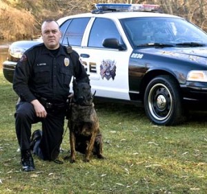 Ptl. Grathen with K-9 Rex from the Elkhart City Indiana Police Department