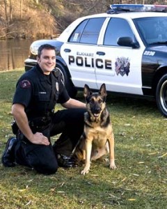 Cpl. Oldroyd with K-9 Neko from the Elkhart City Indiana Police Department