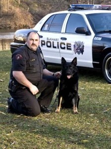 Sgt. Snider with K-9 Xantos from the Elkhart City Indiana Police Department